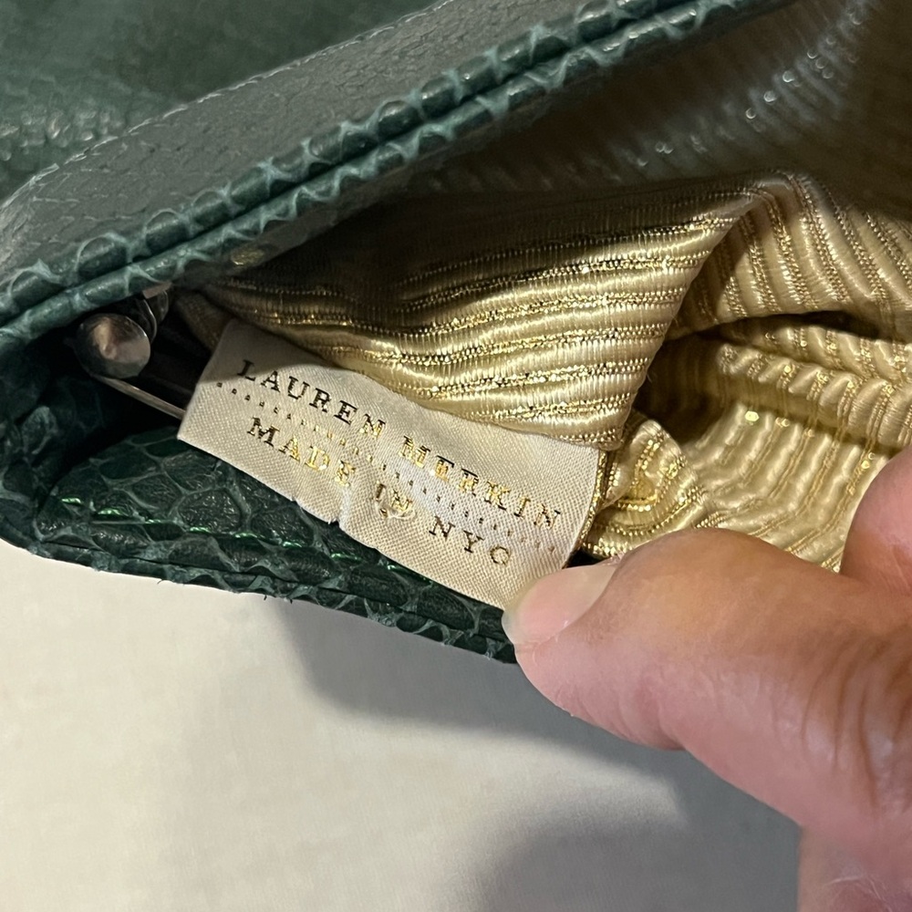 Lauren Merkin Louise Snakeskin Embossed Leather Clutch - Picture 7 of 13